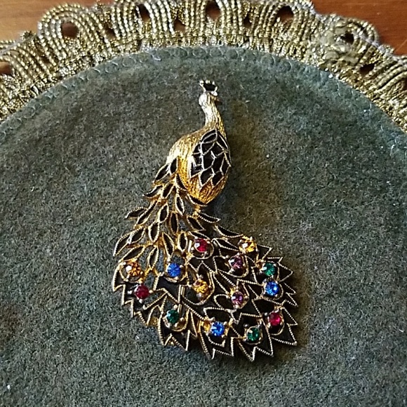 Eisenberg Ice Jewelry - Vintage Eisenberg ICE peacock brooch pin